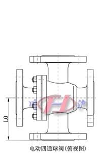 電動(dòng)四通球閥(俯視圖)