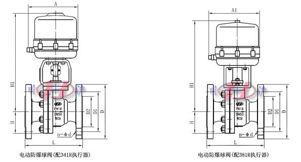 電動防爆球閥外形尺寸