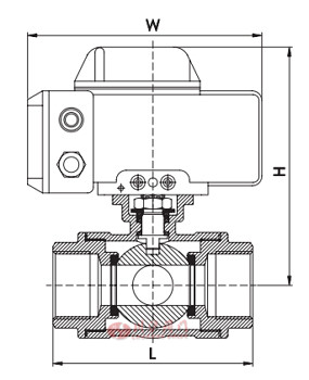 電動高平臺三通球閥外形尺寸