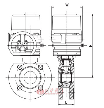 防爆電動(dòng)對夾球閥外形尺寸
