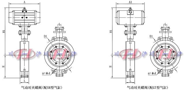 氣動(dòng)對(duì)夾蝶閥外形尺寸