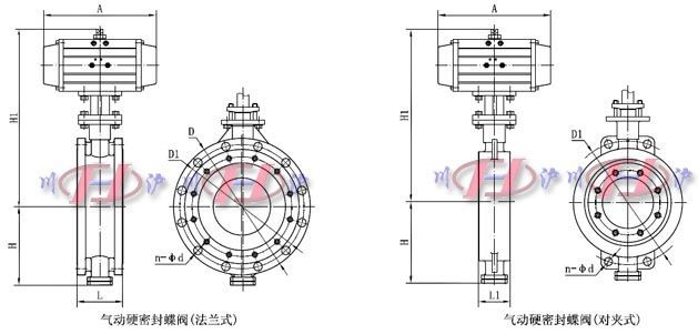 氣動(dòng)硬密封蝶閥外形尺寸