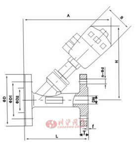 法蘭式氣動(dòng)角座閥結(jié)構(gòu)圖