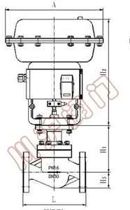 氣動(dòng)氧氣調(diào)節(jié)閥外形尺寸圖