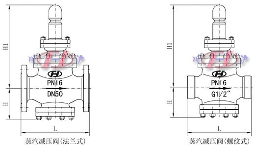 蒸汽減壓閥外形尺寸